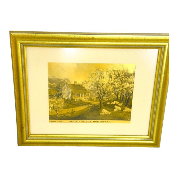 Currier and Ives Other - Currier and Ives England Spring at the Homestead 1974 Vintage Lithograph Print